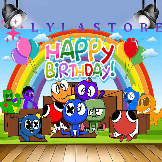 Rainbow Friends Birthday Party Backdrop | Banner - 43