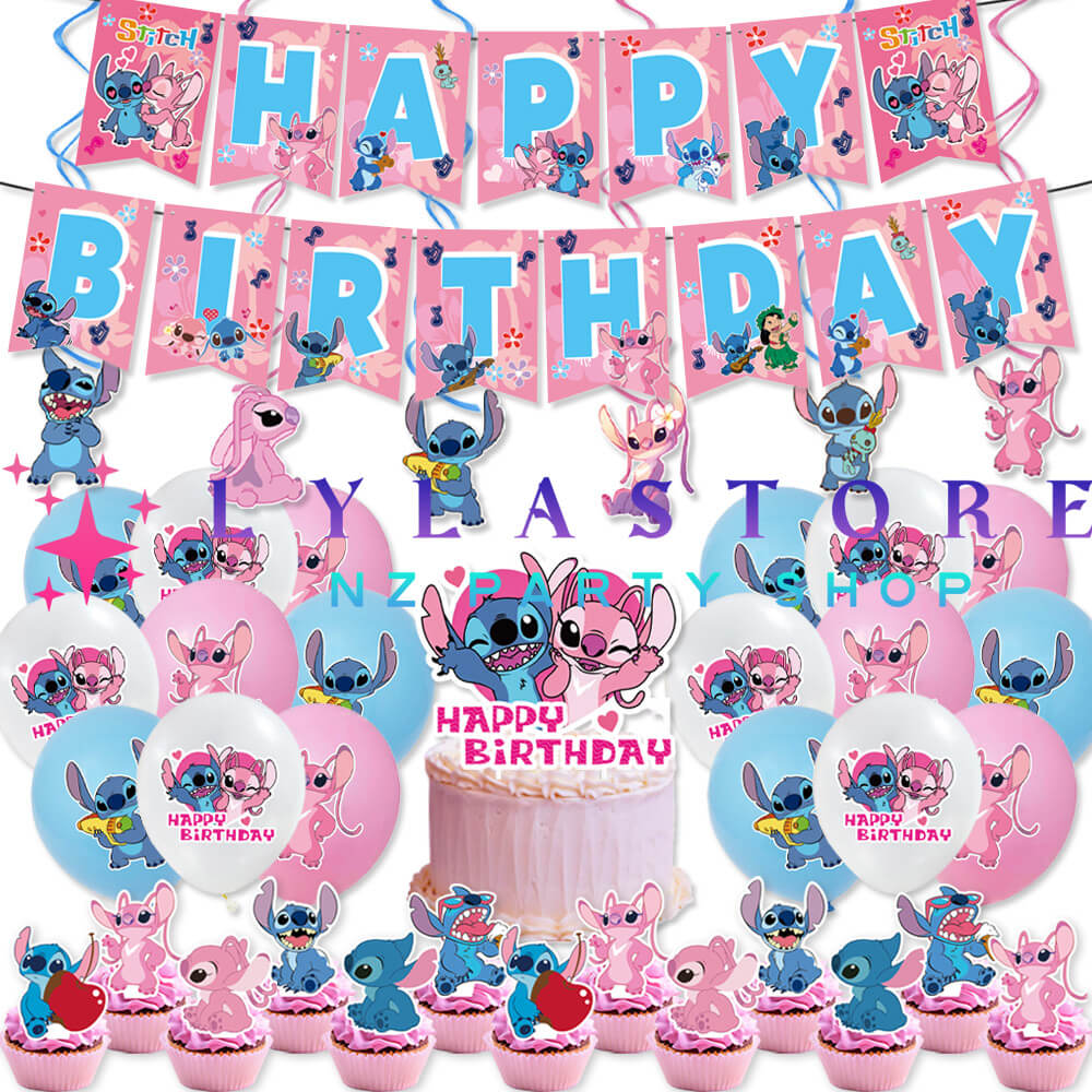 Disney Stitch Pink Themed Birthday Party Balloon Pack Decorations - 322