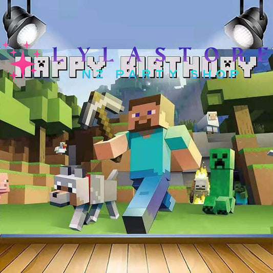 Minecraft Birthday Party Backdrop | Banner - 15