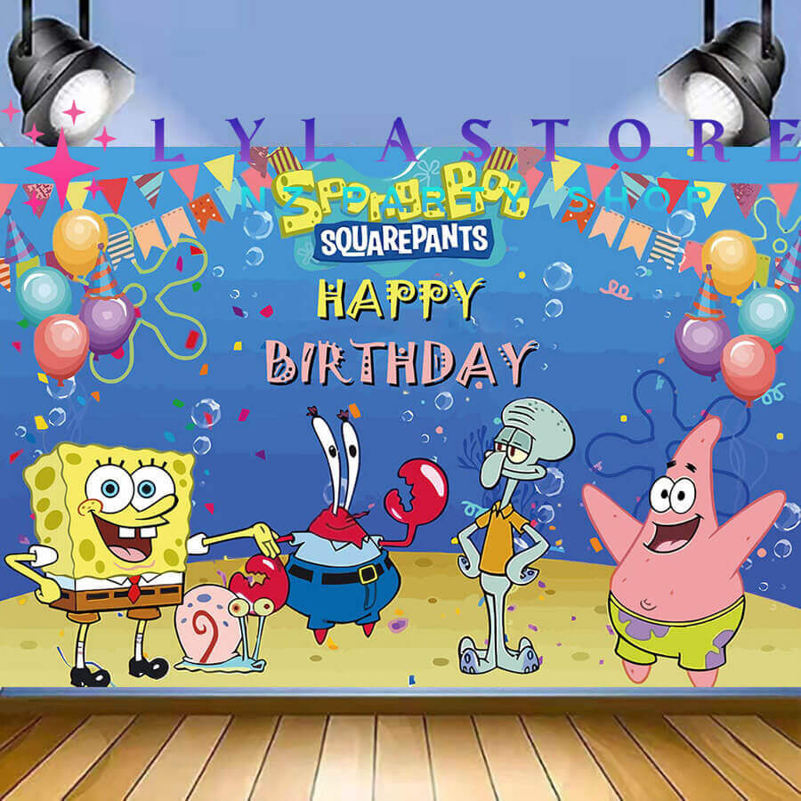 Spongebob Birthday Party Backdrop | Banner - 23