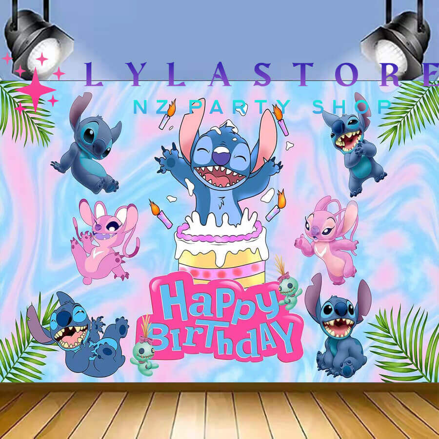 Disney Stitch Birthday Party Backdrop | Banner - 37