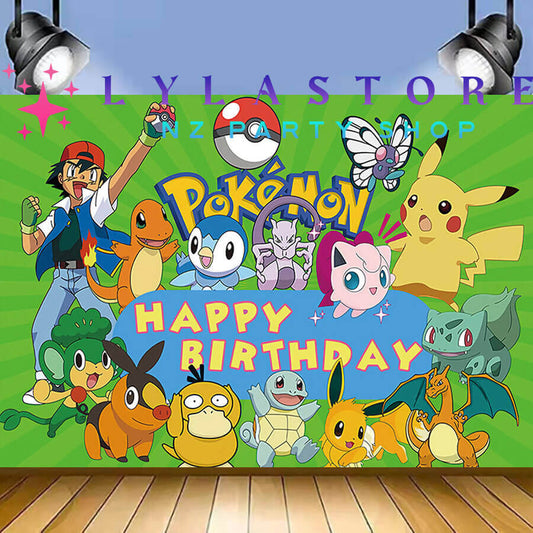 Pokemon Pikachu Birthday Party Backdrop | Banner - 40