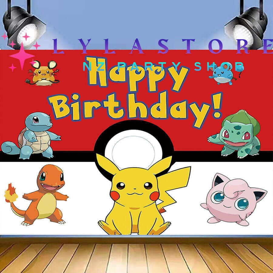 Pokemon Pikachu Birthday Party Backdrop | Banner - 42