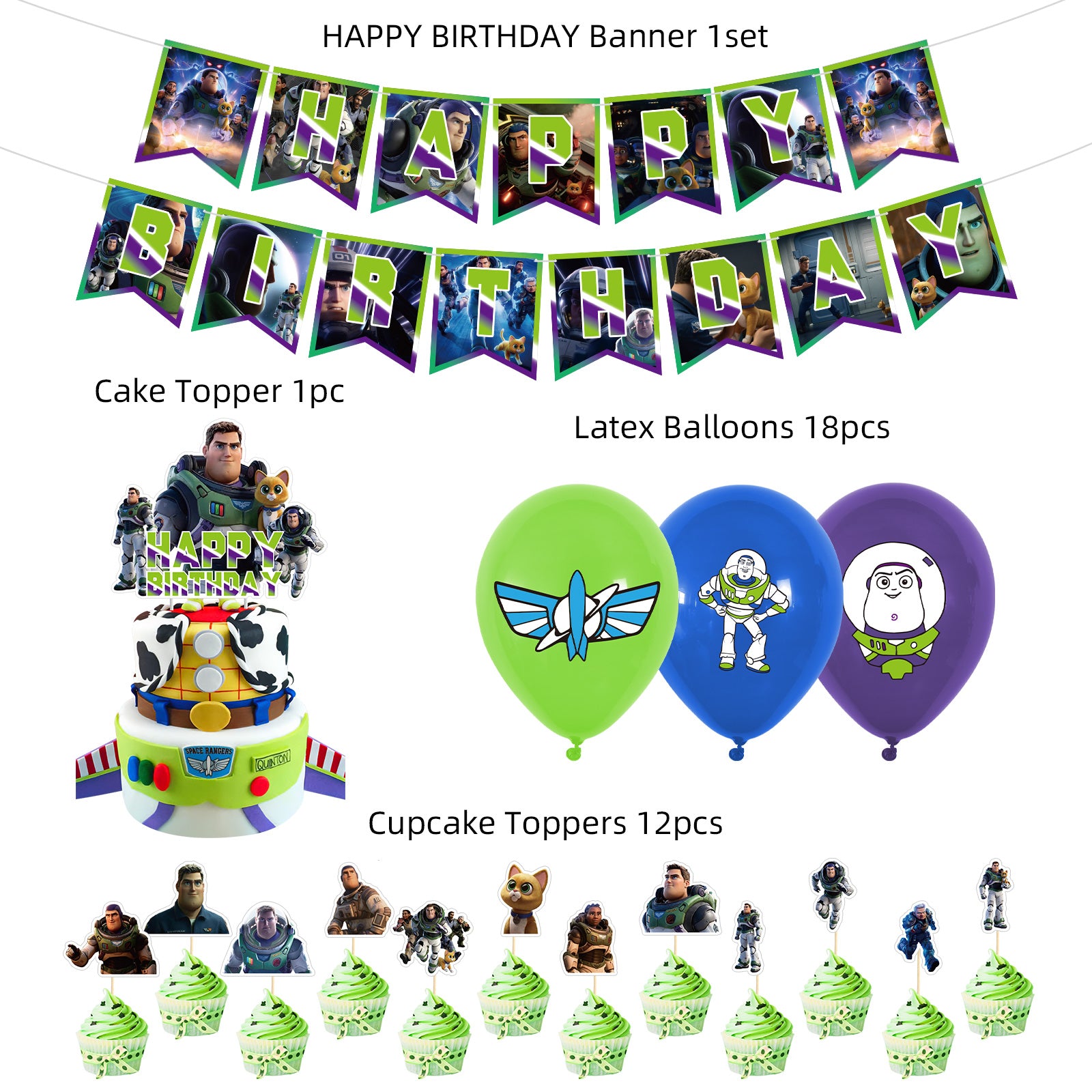 Toy Story - Buzz Lightyear Birthday Party Pack Decorations - lylastore