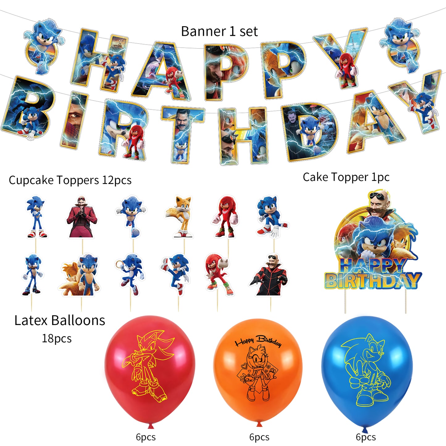 Sonic Birthday Balloon Pack - lylastore