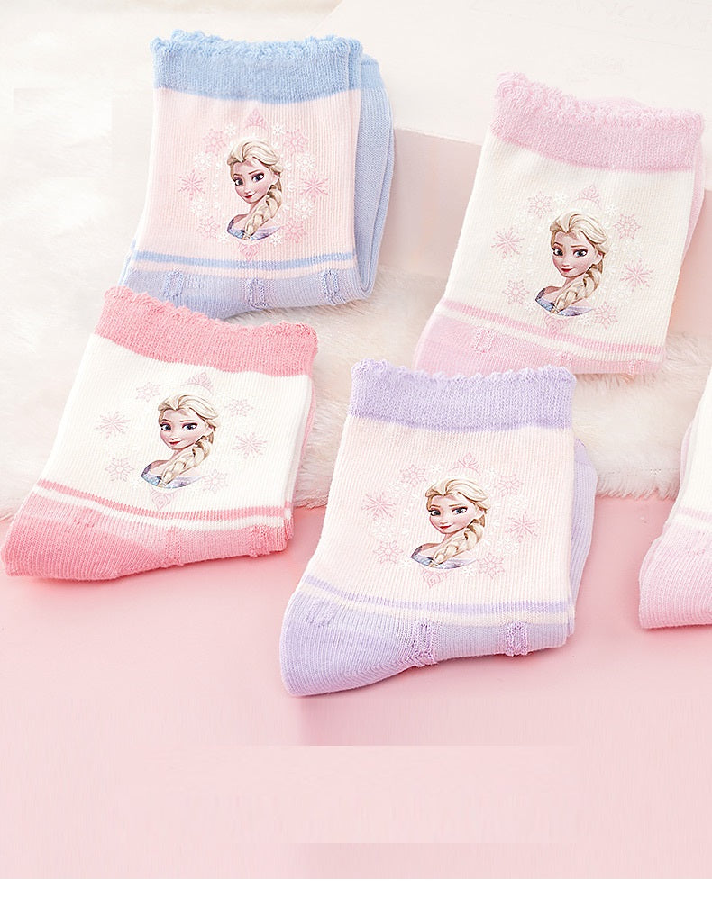 5 Disney Frozen Elsa Socks Pack - lylastore